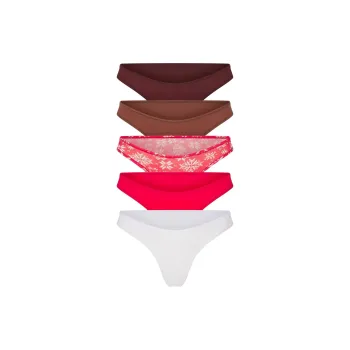 SKIMS Fake Day Collection FW24 FITSEVERYBODY THONG 5 PACK Underpants Women's 5 Pack BRANDY MULTI/Brandy Multicolor