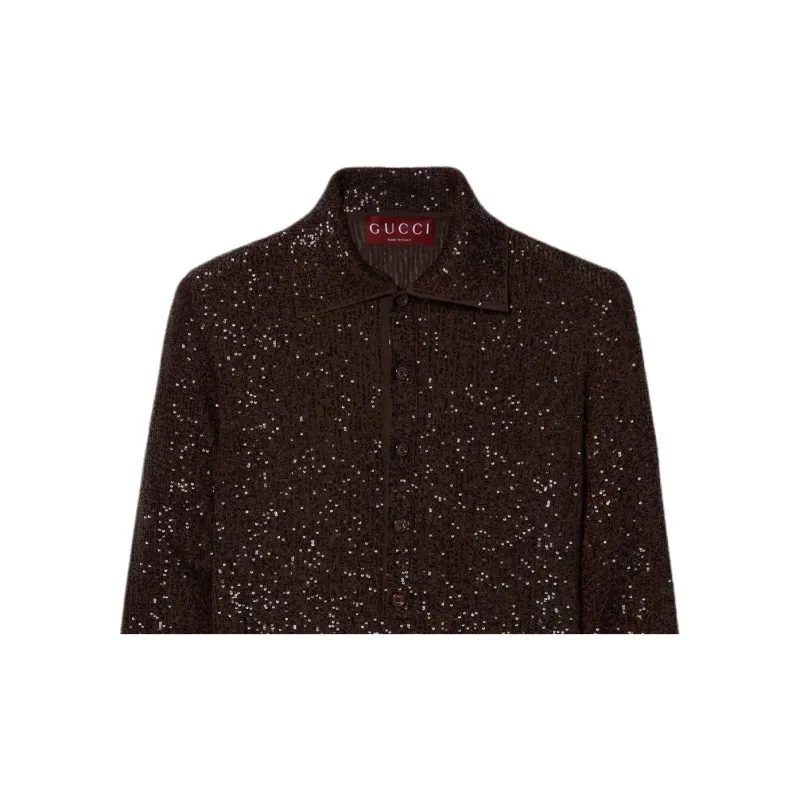 GUCCI FW24 Polo Shirt Men's Brown-3