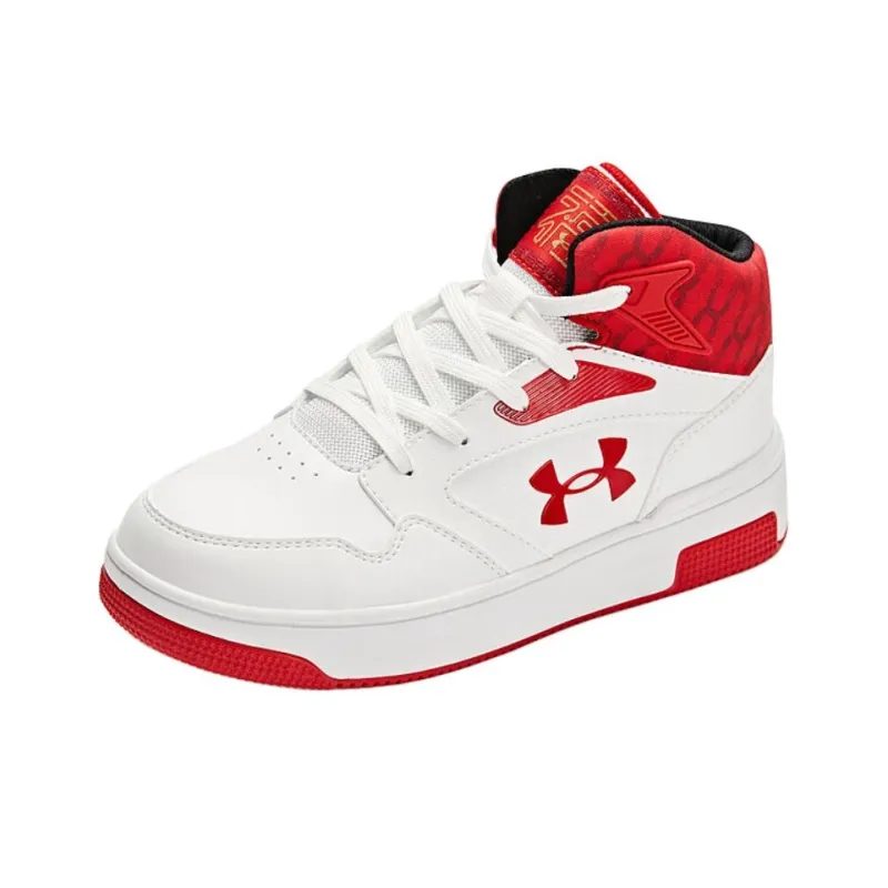Under Armour Anti Slip Wear Resistant Mid Top Kids' Skateboarding Shoes White Teenagers-0