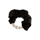 Black-Velour Pearl Hair Tie