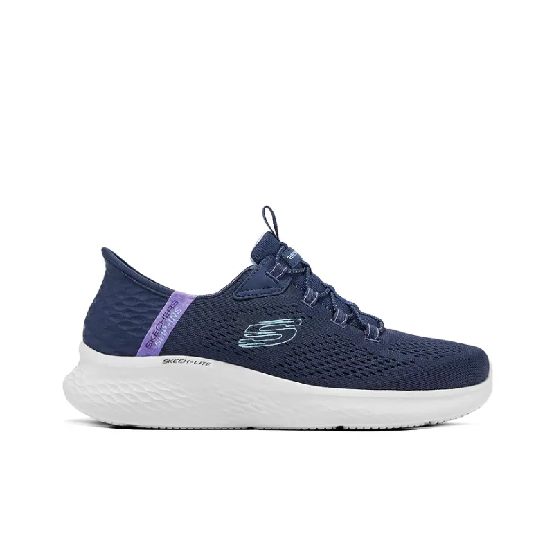 Skechers Breathable Lightweight Low-Top Casual Shoes Women's Navy-1
