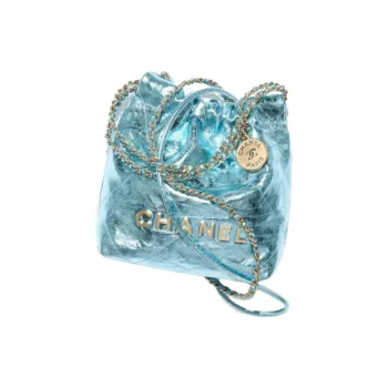 CHANEL Calfskin Hobo Bag Shoulder Bag Mini Women's Light Blue