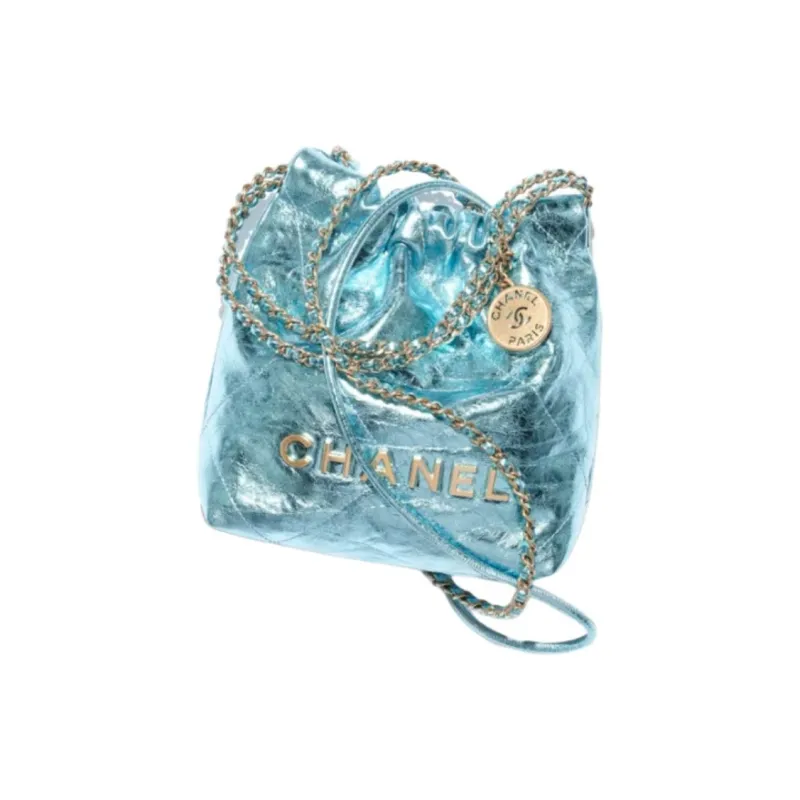 CHANEL Calfskin Hobo Bag Shoulder Bag Mini Women's Light Blue-0