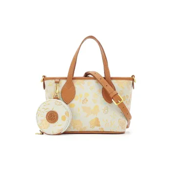 Pivsnu Silk Embroidery Middle Aged Mom Bag, Tote, Crossbody Bag, Shoulder Bag Women's Brown