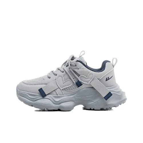 Warrior Height Increasing Wear Resistant Lightweight Slip Resistant Low Top Chunky Sneakers Women's Gray