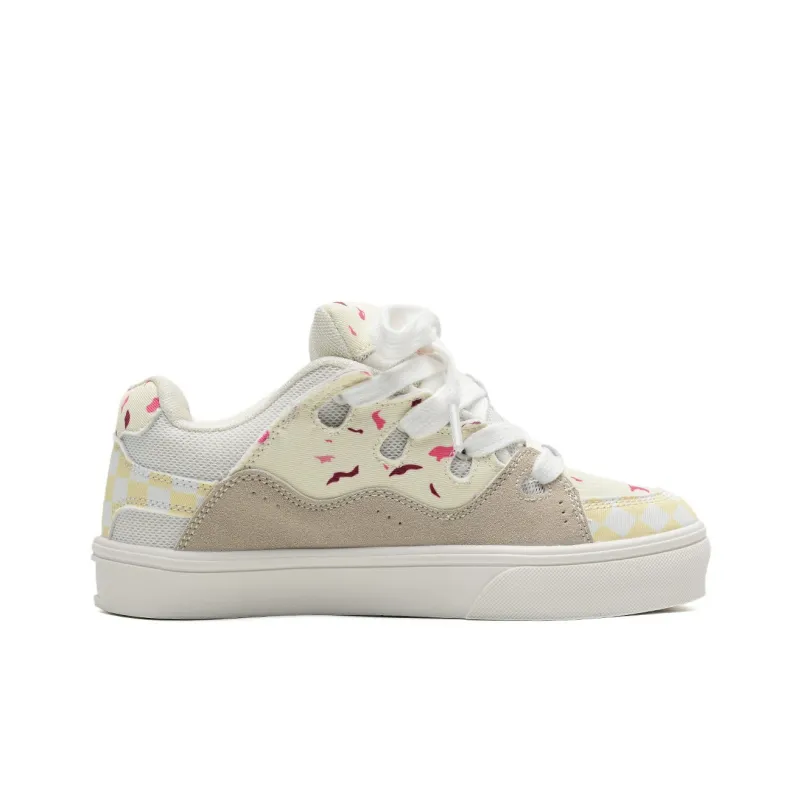 OAOQ Low-Top Skateboard Shoes Unisex White Yellow Blue-59