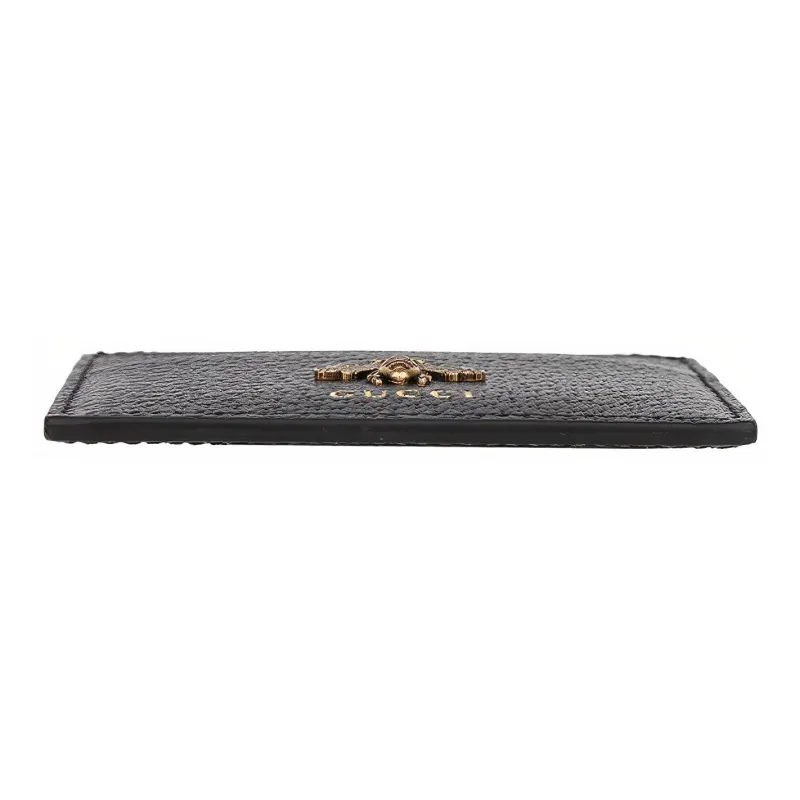 GUCCI Animalier Series Leather Card Holder Unisex Black-3