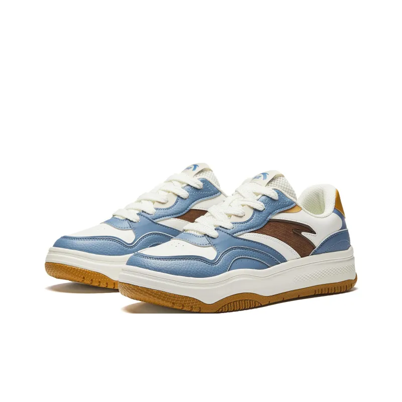 Anta Street Play 2 Lightweight Height Increasing Low-Top Skateboard Shoes Men's White Blue Brown-2