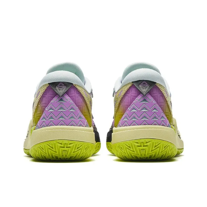 Anta Tide 6 Cushioning Anti Slip And Wear Resistant Mid Top Basketball Shoes Men's Purple Green-3