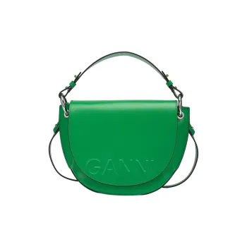 GANNI Leather Saddle Bag Shoulder Bag Crossbody Bag Handbag Women's Green
