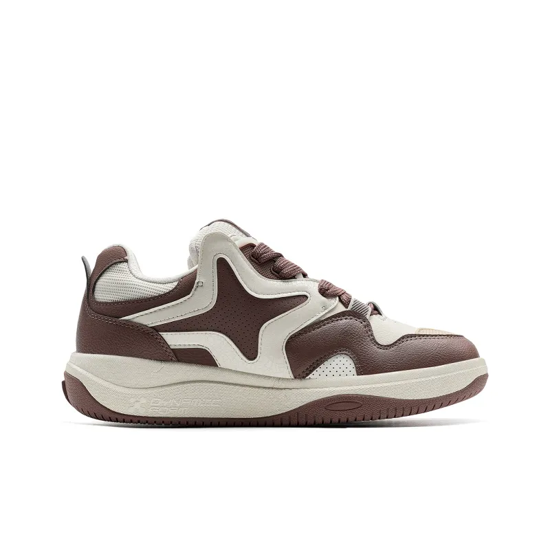 XTEP Star X Anti Slip Wear Resistant Low Top Skateboard Shoes Men's Brown White-1