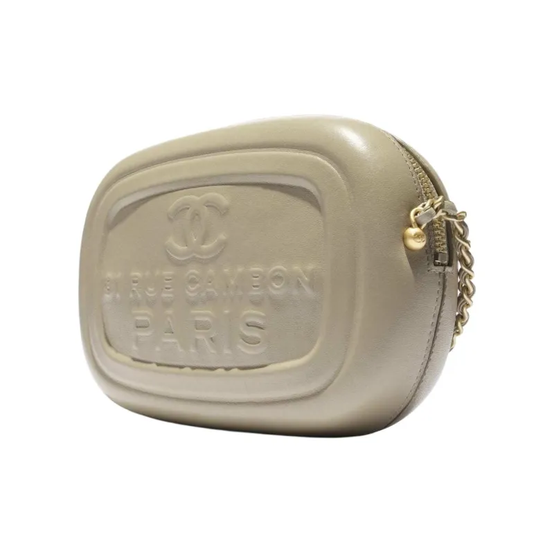 CHANEL Lambskin Camera Bag, Shoulder Bag, Crossbody Bag Mini Women's Khaki-2