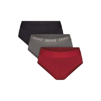 SKIMS Fake Day Collection FW24 STRETCH MENS BRIEF 3-PACK Underpants Men's 3 Pack BRICK MULTI/Brick Red Multicolor