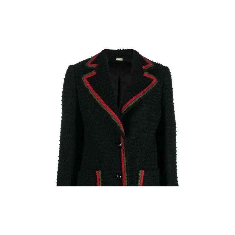 GUCCI Contrasting trim Single breasted Blazer-4