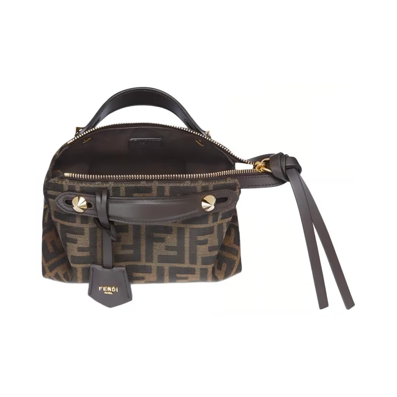 FENDI By The Way Series Cow Leather Clutch Mini Unisex Brown-4