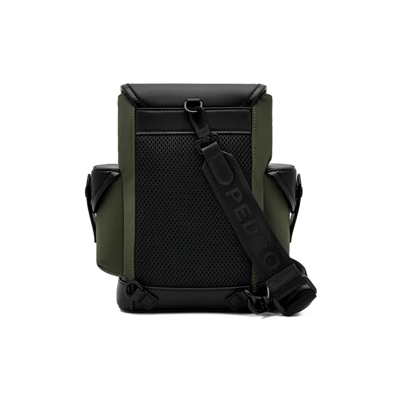 PEDRO Polyurethane Synthetic Leather Crossbody Bag, Shoulder Bag Trumpets Men's Black/Army Green-8
