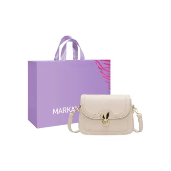 MARKANGARO PU Small Square Bag Regular Women's Black/Ecru/Pink
