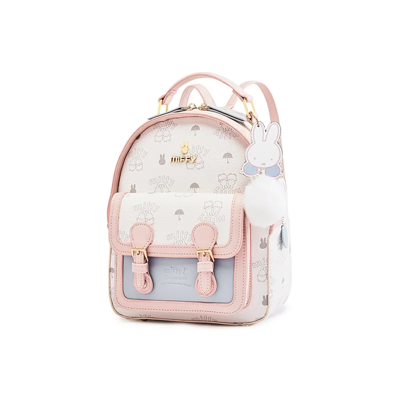 Miffy Synthetic Leather Backpack Regular Women's Khaki/pink-2