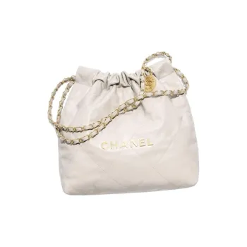 CHANEL Calfskin Hobo Bag Shoulder Bag Mini Women's Light Gray