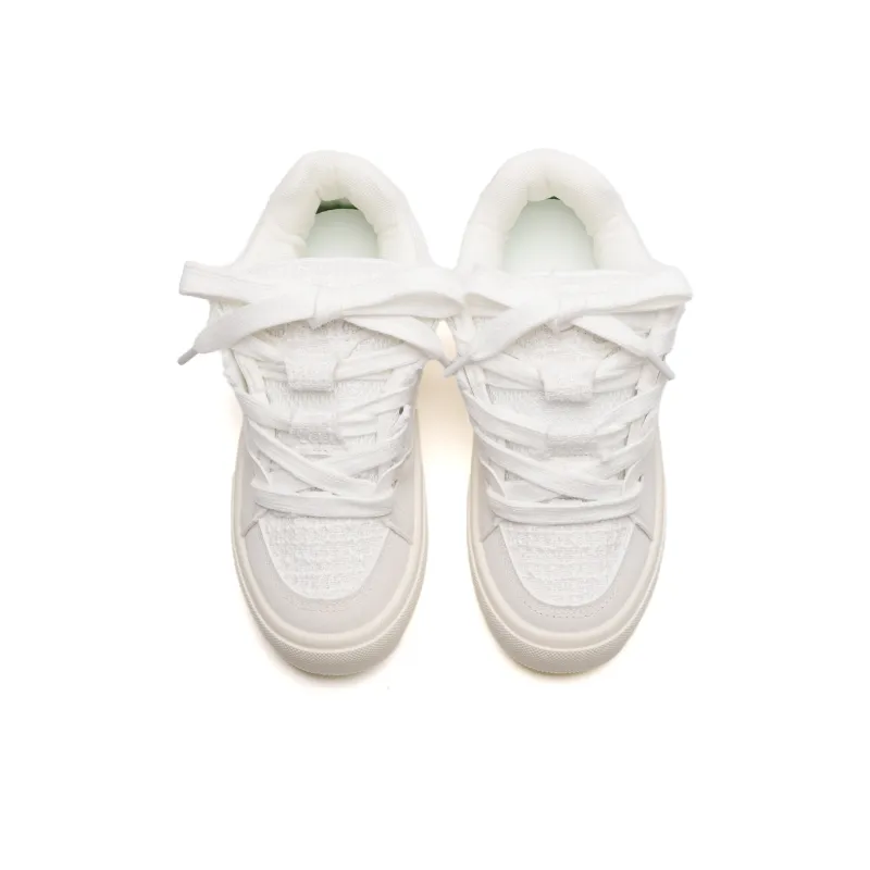OAOQ Low-Top Skateboard Shoes Unisex White Yellow Blue-44