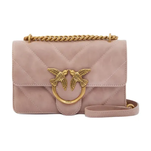 PINKO Cow Leather Shoulder Bag Crossbody Bag Mini Women's Pink