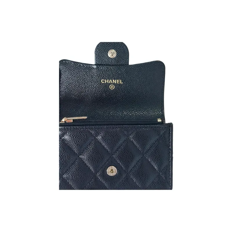 CHANEL Classic Zipped Wallet Card Holder Black-3