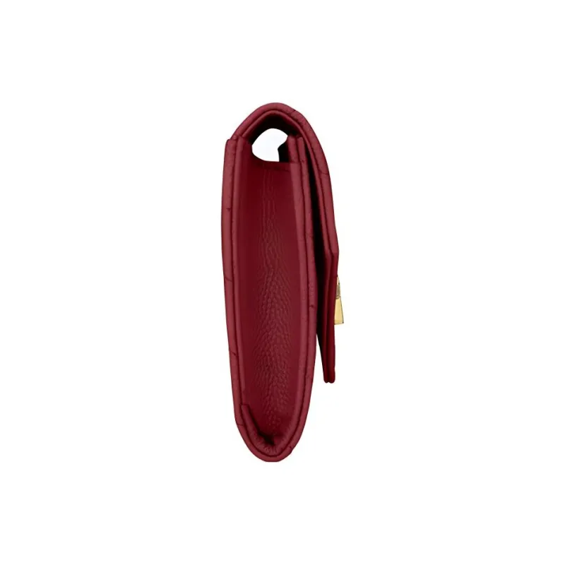 SAINT LAURENT CASSANDRE Cow Leather Envelope Bag Handheld Wallet Small Size Women's Deep Red-1
