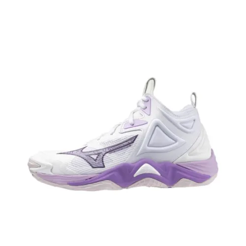 Mizuno Wave Momentum 3 Anti Slip Wear Resistant Mid Top Training Shoes Women's White Purple