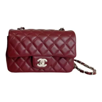 CHANEL Classic Flap CF Lambskin Shoulder Bag, Crossbody Bag Mini Women's Burgundy