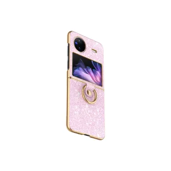 ZHUOJI PC Material Electroplated Star Diamond Ring Buckle Back Shell Compatible Vivo Xflip Phone Case   Fashion Glitter