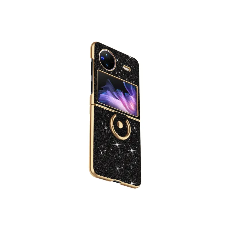 ZHUOJI PC Material Electroplated Star Diamond Ring Buckle Back Shell Compatible Vivo Xflip Phone Case   Fashion Glitter-2