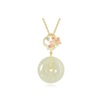 WEITIANXUAN Hetian Jade Necklaces Pale Greenish White Jade Women's