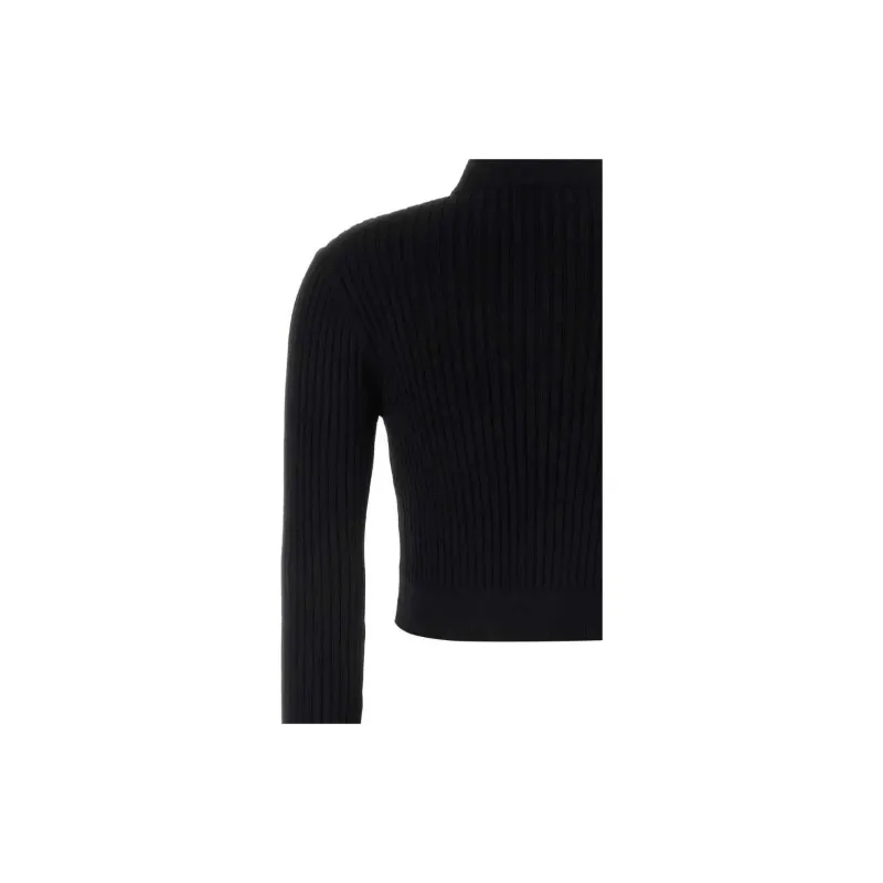 MIU MIU Logo Detailed Zip Up Knitted Cardigan-4