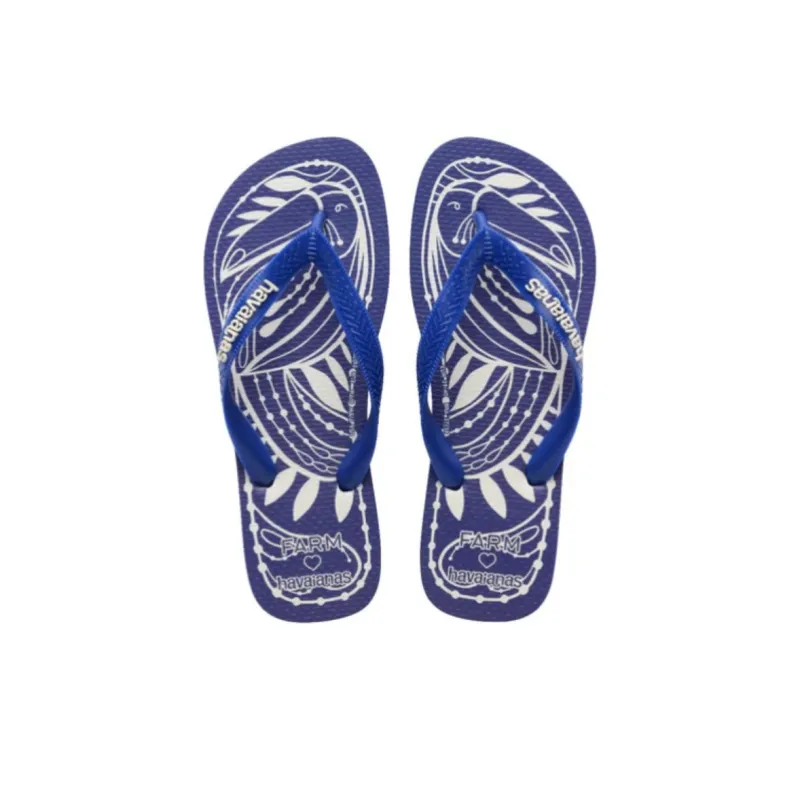 FARM RIO x Havaianas Rubber Sole Slip-Resistant Flip Flops Women's Blue-4
