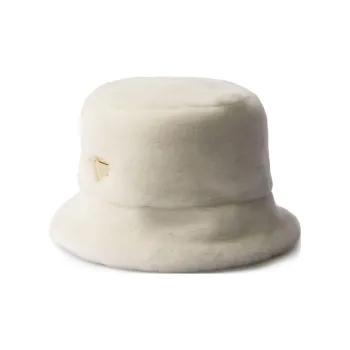 PRADA Triangle-logo Shearling Bucket Hat