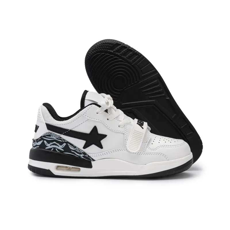 BEIER Stars Collection Campus Balance Mid Top Skateboard Shoes Unisex White Black-5