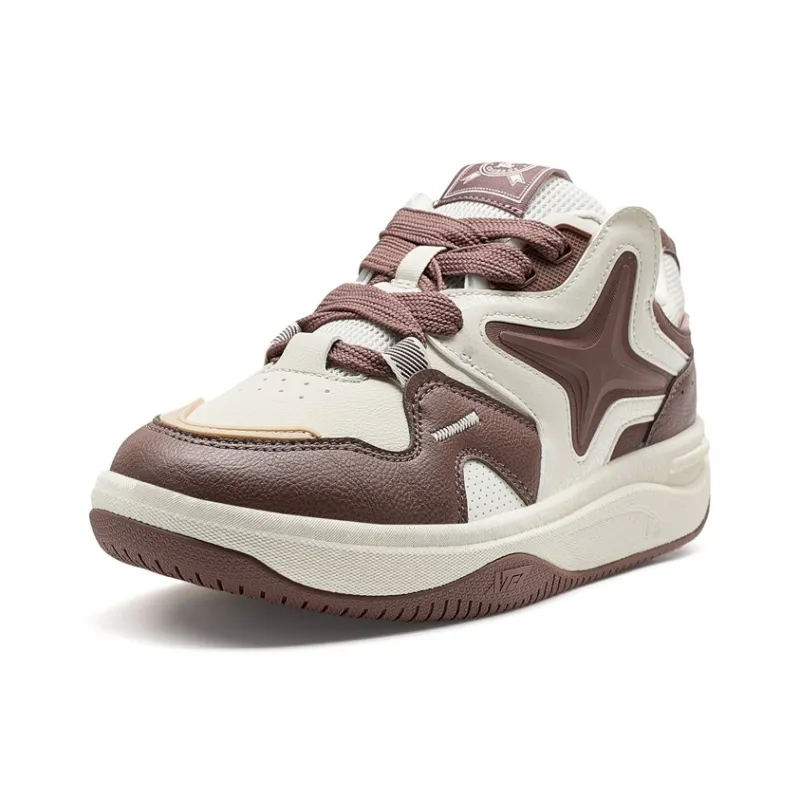 XTEP Star X Anti Slip Wear Resistant Low Top Skateboard Shoes Men's Brown White-2