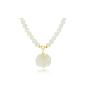 WEITIANXUAN Hetian Jade Necklaces Pale Greenish White Jade Women's