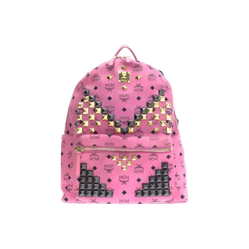 MCM Leather Backpack Medium Size Unisex Pink