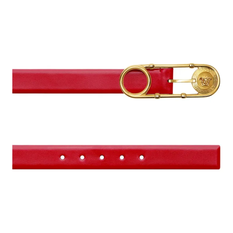 VERSACE Safety Pin Leather Belt-1