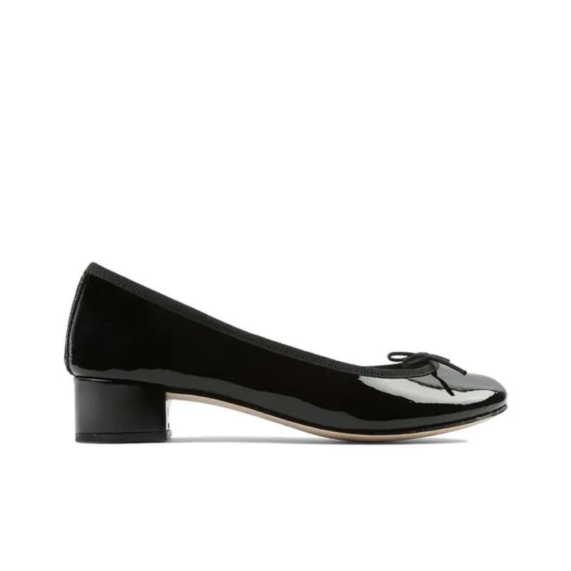 Repetto Camille Chunky Heel Ballet Mid Heel Shoes Women's Black-1