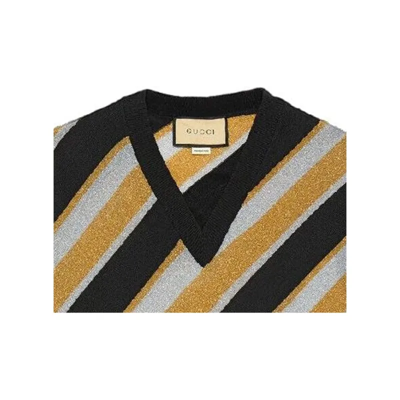 GUCCI Striped Intarsia Knit Vest-1