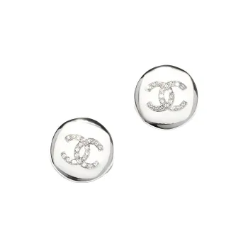 CHANEL Metal Stud Earrings Women's Silver