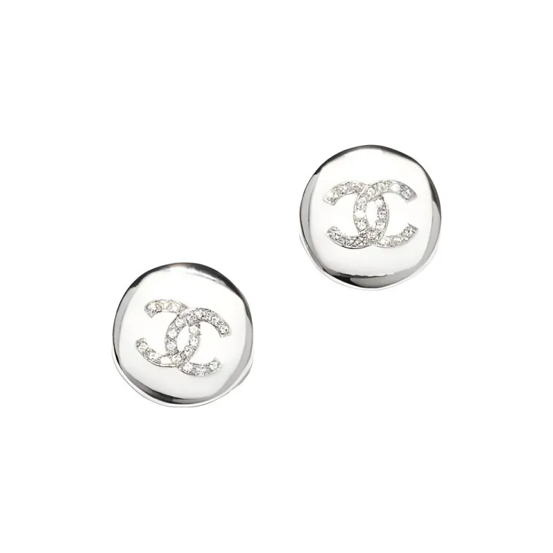 CHANEL Metal Stud Earrings Women's Silver-0