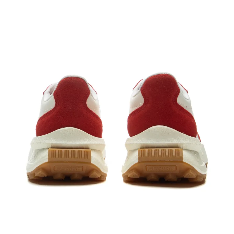 LiNing Lightweight Boat Anti Slip Wear Resistant Mid Top Casual Shoes Unisex Beige Red-4
