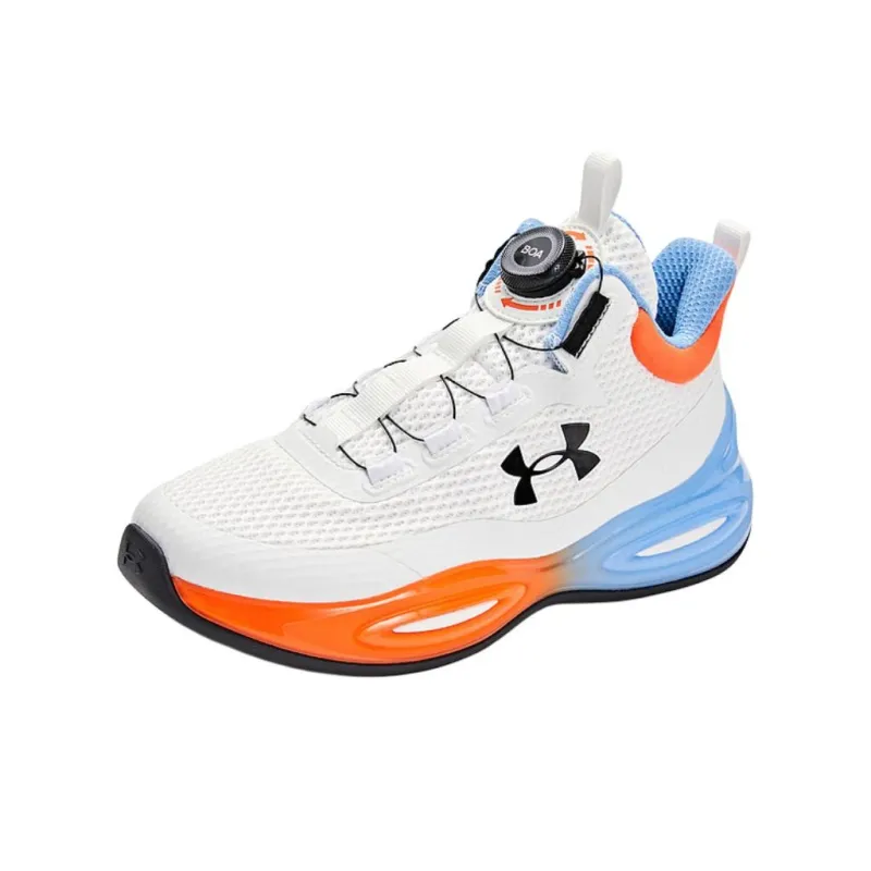 Under Armour Anti Slip Wear Resistant Mid Top Children's Basketball Shoes White Unisex-2