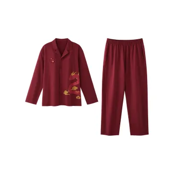 JINGYUN Pajama Set Men's Maroon
