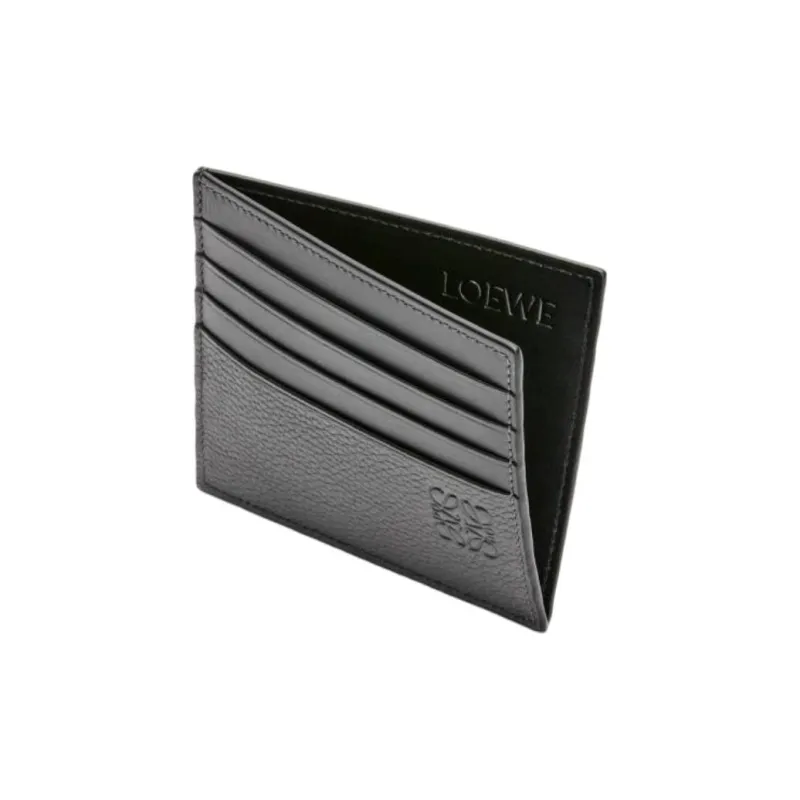 LOEWE Grain Calfskin Card Holder Men's Coal Gray-3