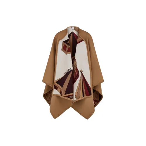 FERRAGAMO Cashmere Wool Shawls Women's Brown