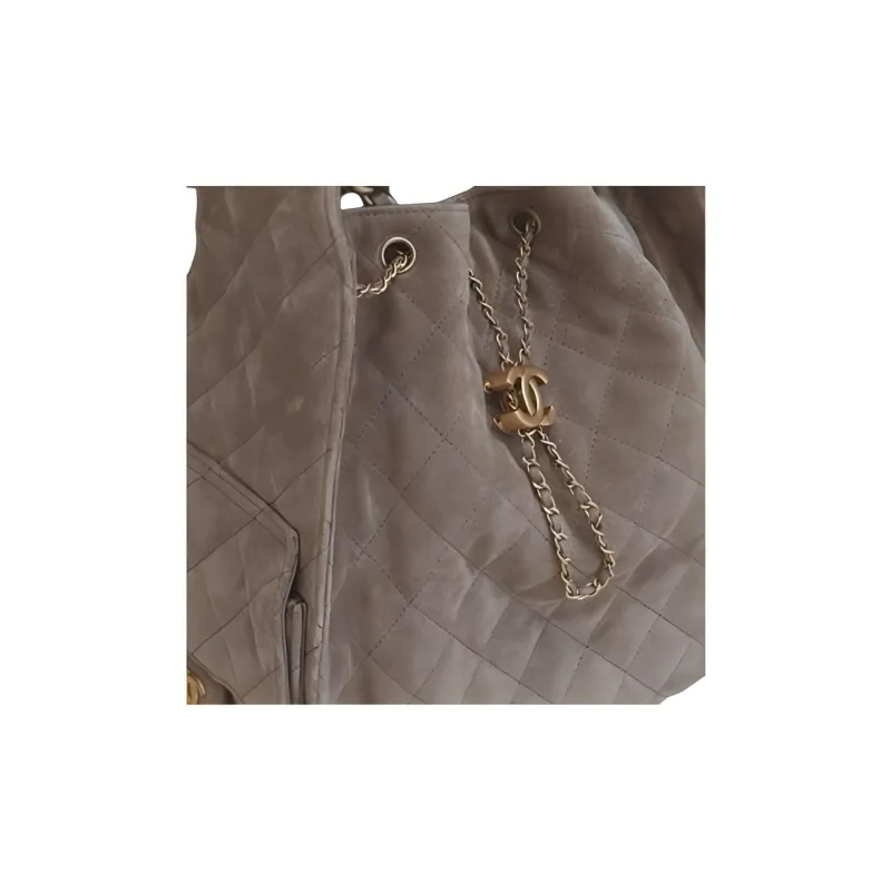 CHANEL Suede Calfskin Handbag, Shoulder Bag Women's Light Umber-1